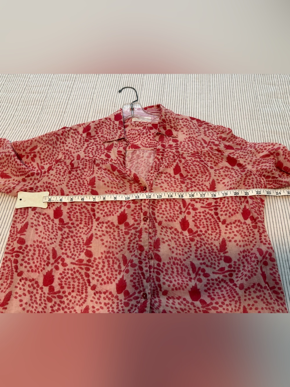 Maison Hotel Rose-Pink Printed Button-Down Blouse - Picture 6 of 6